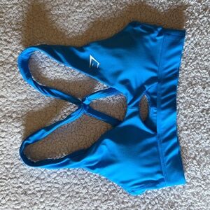 NWT Gymshark Light Support Peek A Boo Sports Bra in Barbell Blue